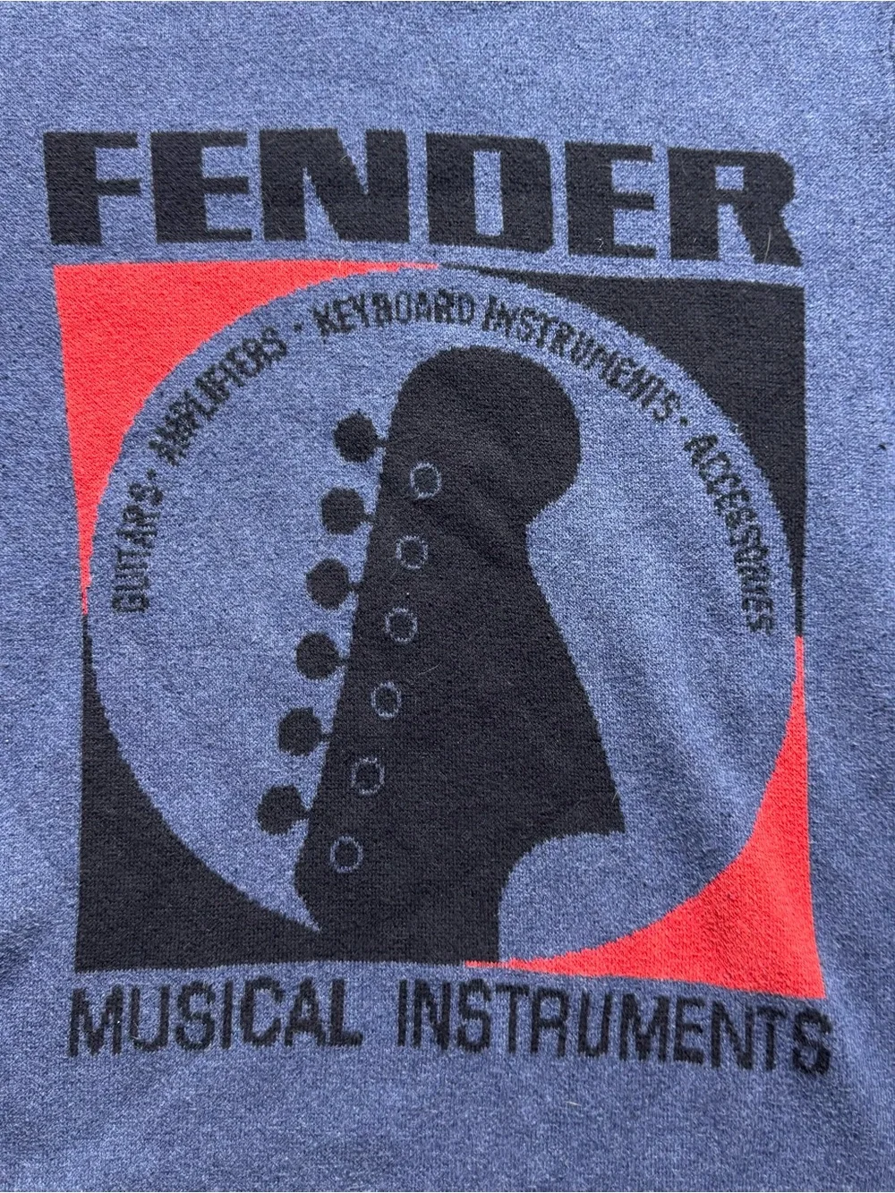 Fender x Lucky Brand Sweater Womens Small Blue‎ Long Sleeve Guitar Graphic Top